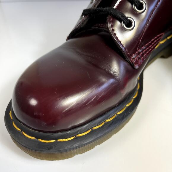 Dr. Martens Size 8 1460 Cherry Red Lace Up Combat Boots Vegan Patent Leather - Picture 8 of 14
